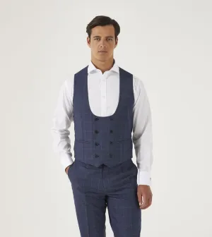 Anello Blue Prince Of Wales Check Waistcoat