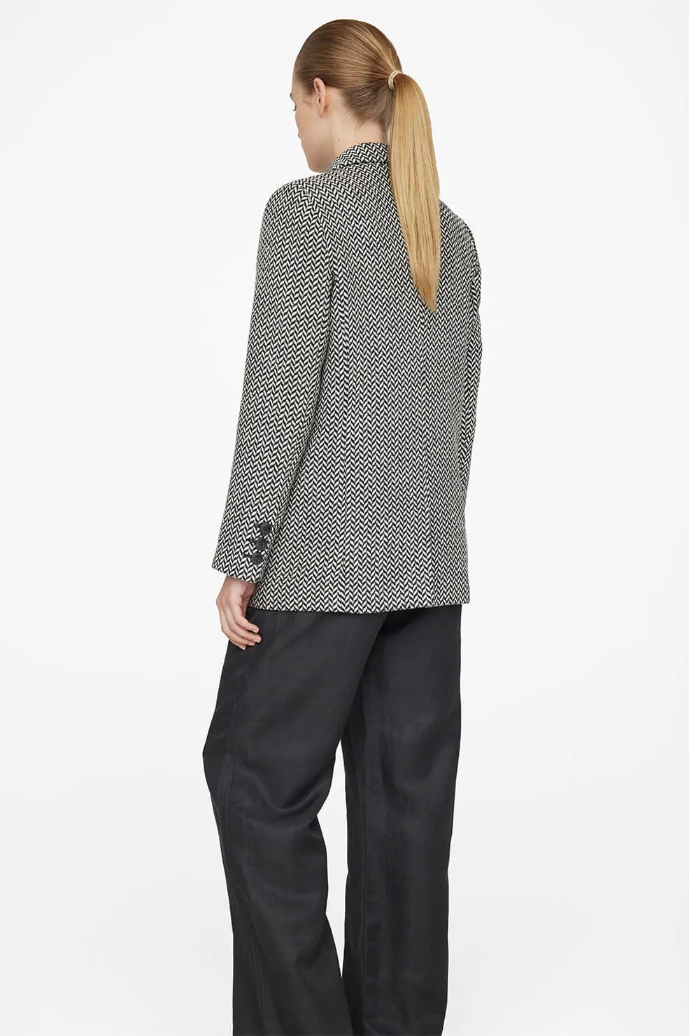 Anine Bing Fishbone Blazer in Black and Off White