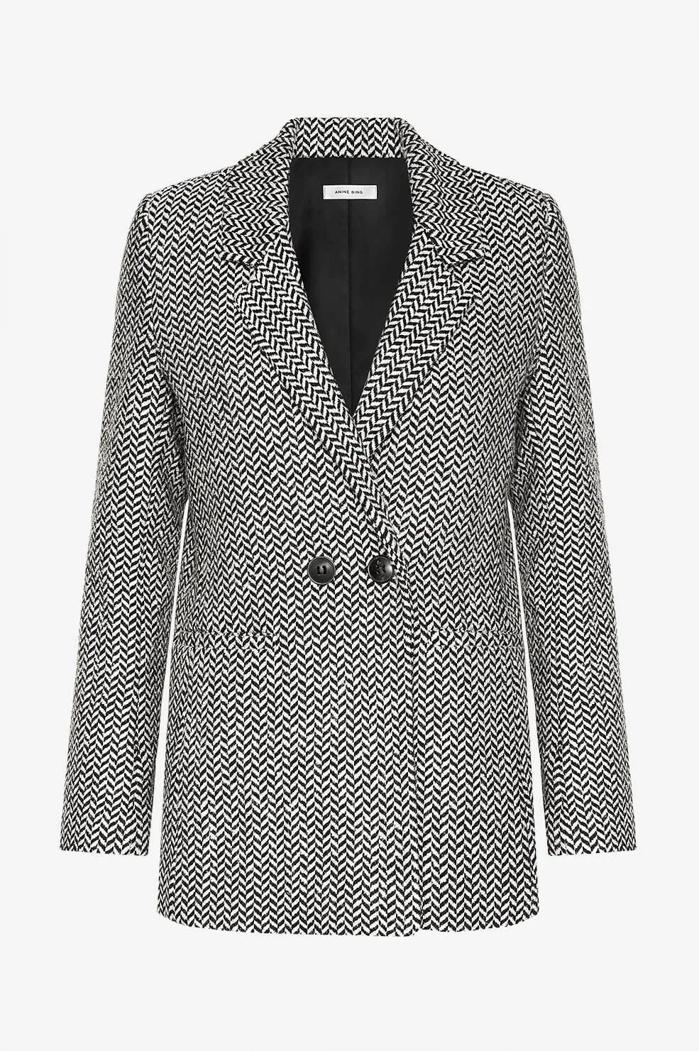 Anine Bing Fishbone Blazer in Black and Off White