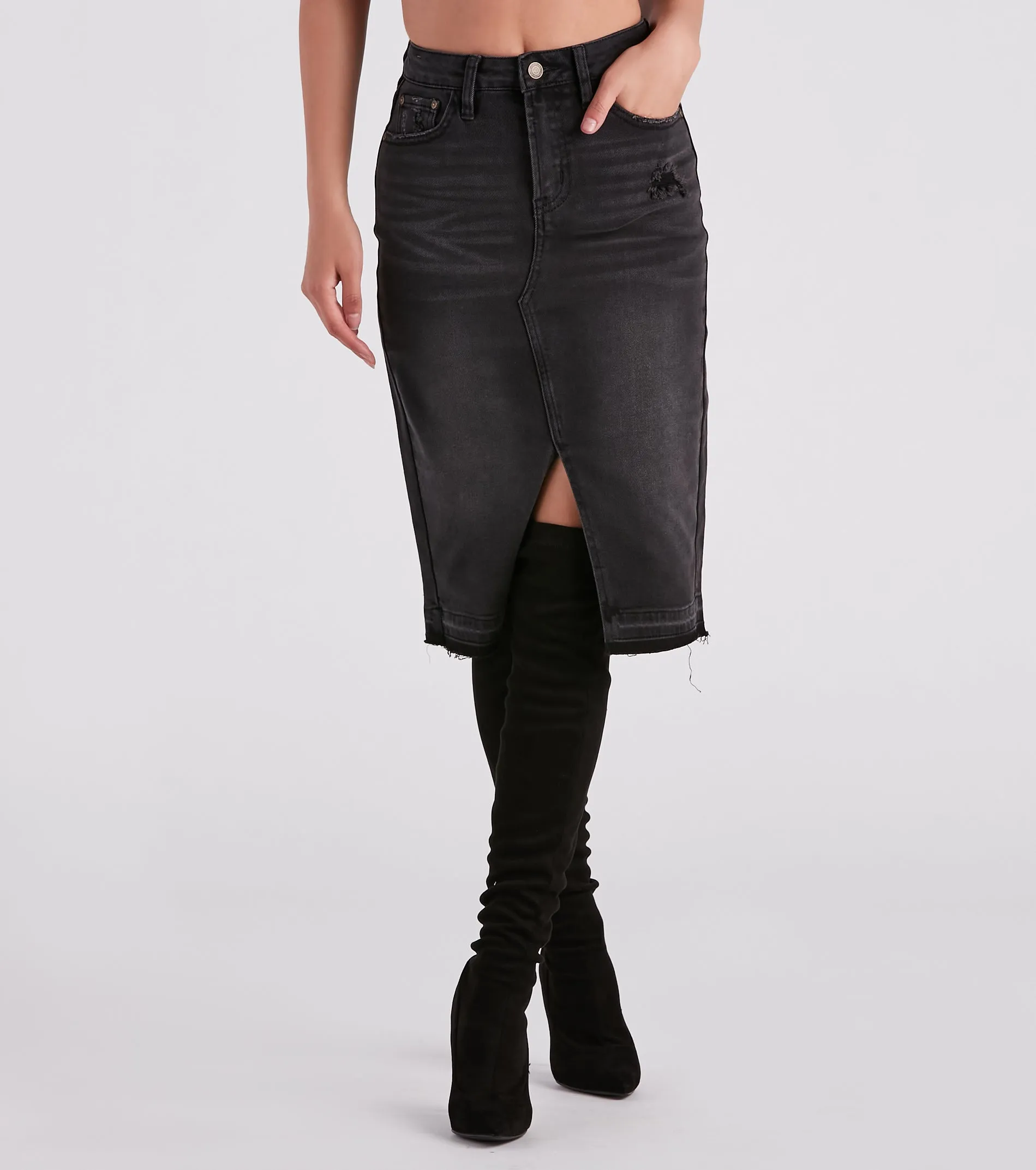 Ayla Midi Slit Skirt By Windsor Denim