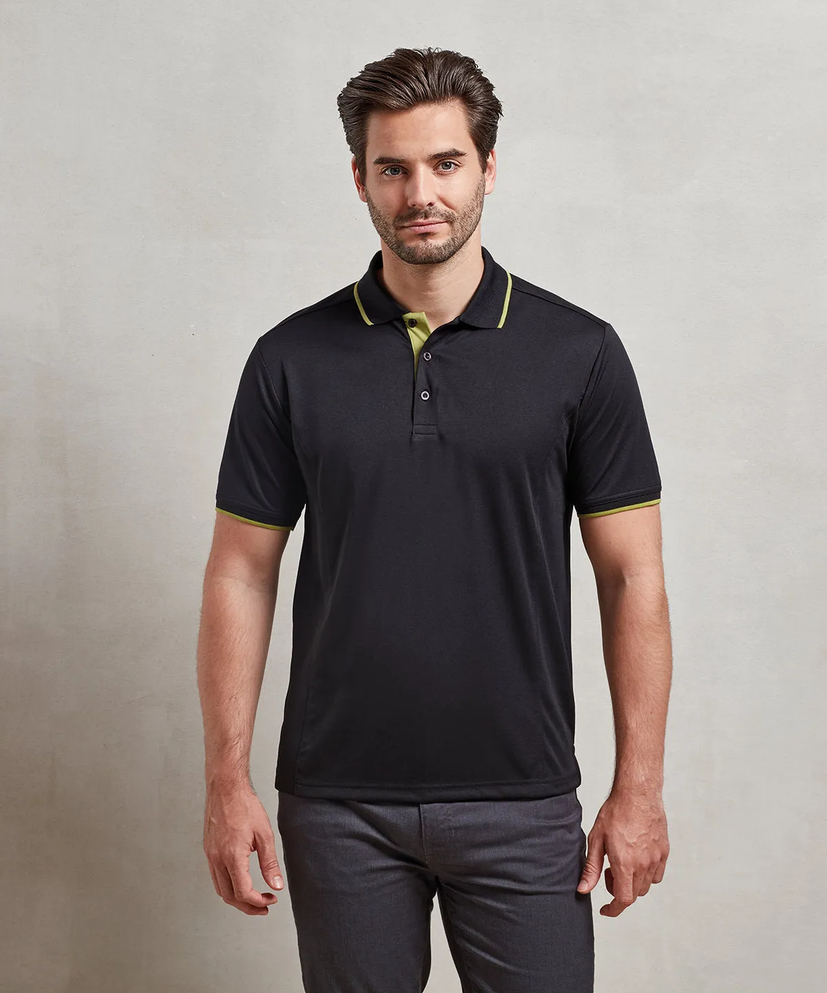 Black/Turquoise - Contrast Coolchecker® polo (C)