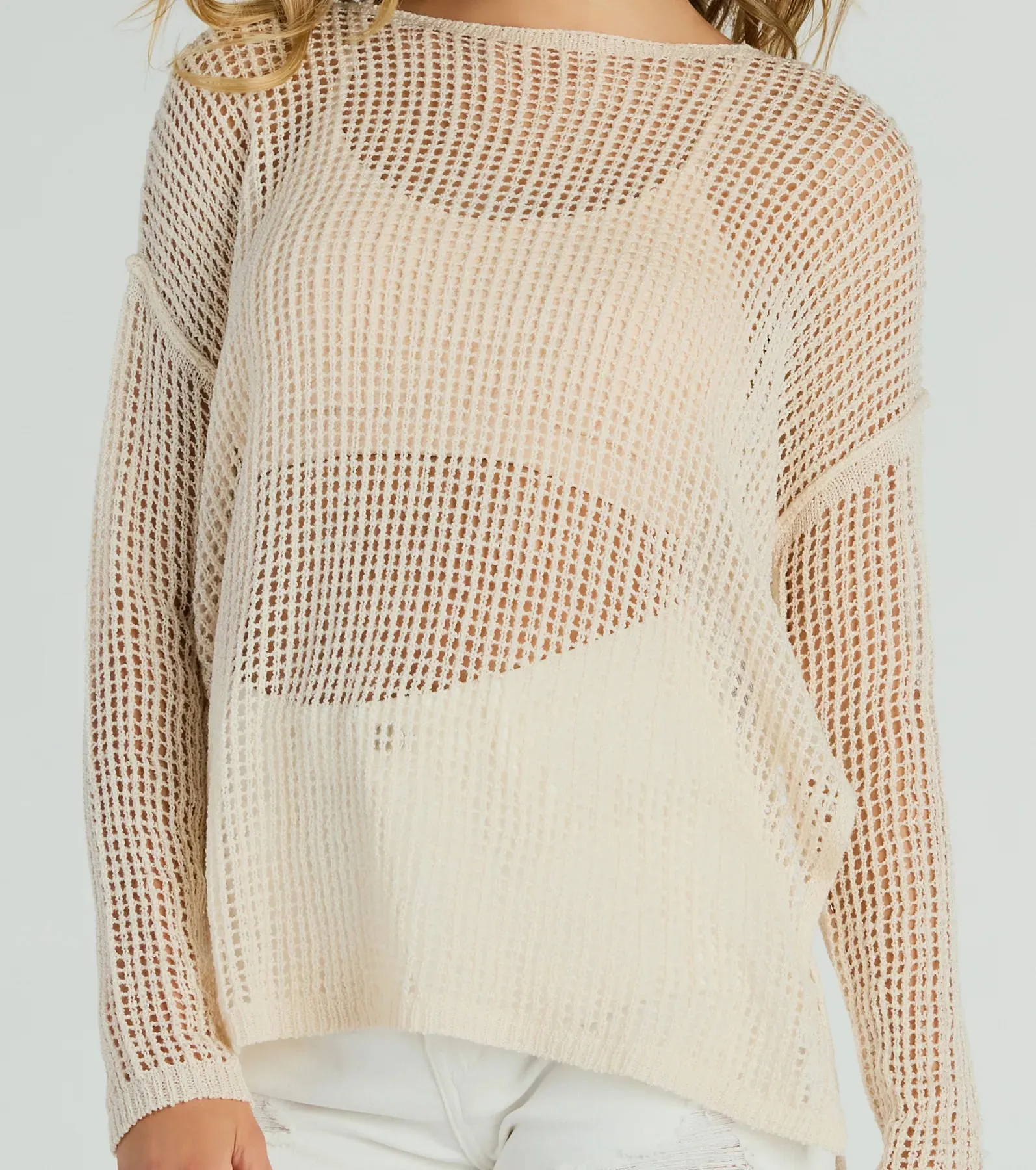 Breezy Beauty Sheer Crochet Coverup Top