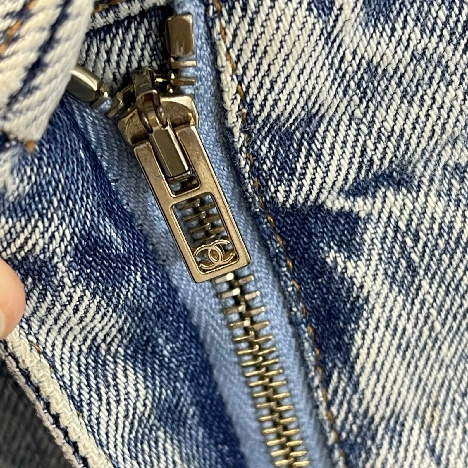 Chanel Excellent Mini Denim Jean Shorts