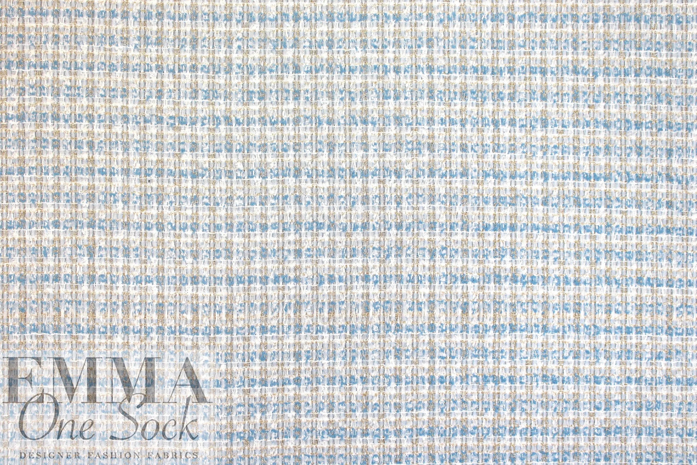 'Chanel-style'  sparkly boucle' - sky/silver/gold