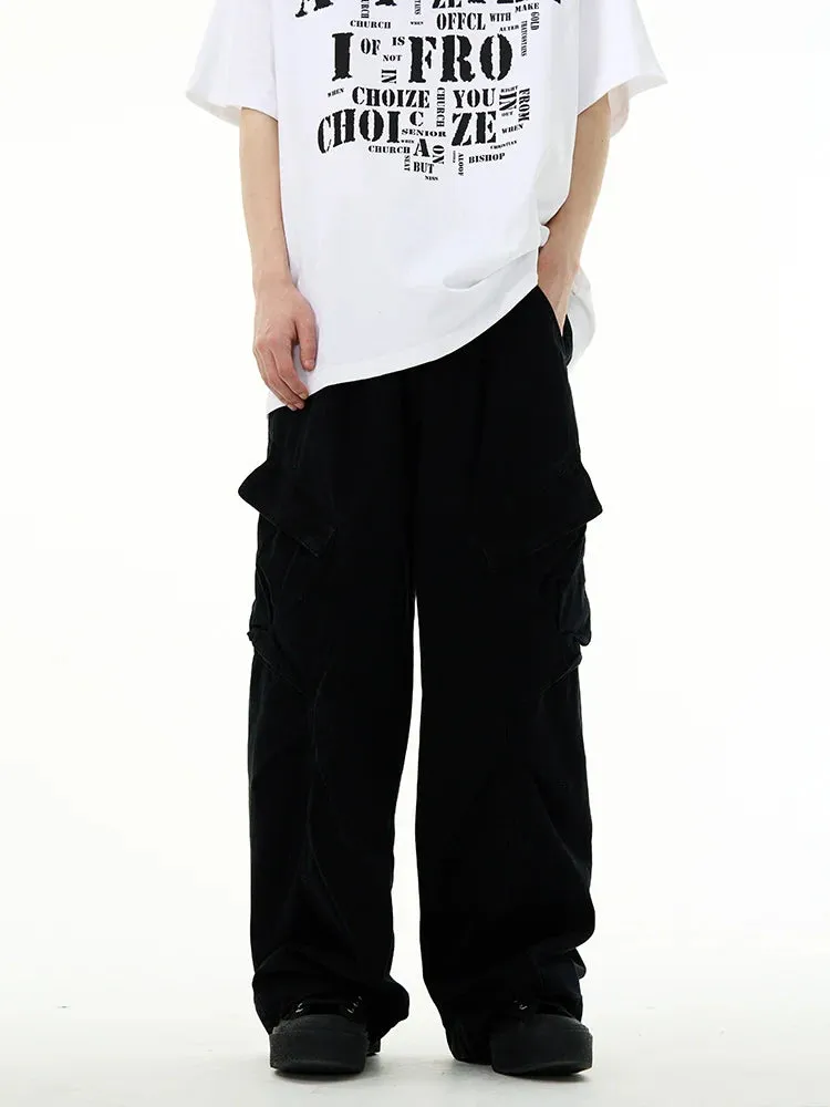 Classic Wide-Leg Straight Workwear Pants