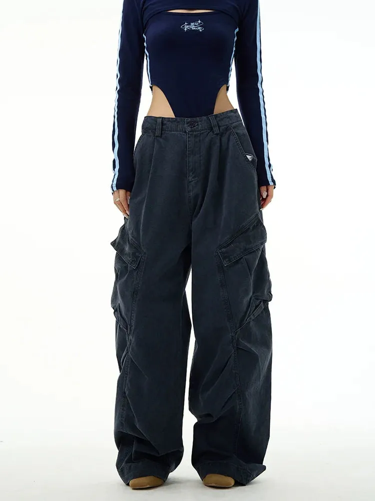 Classic Wide-Leg Straight Workwear Pants