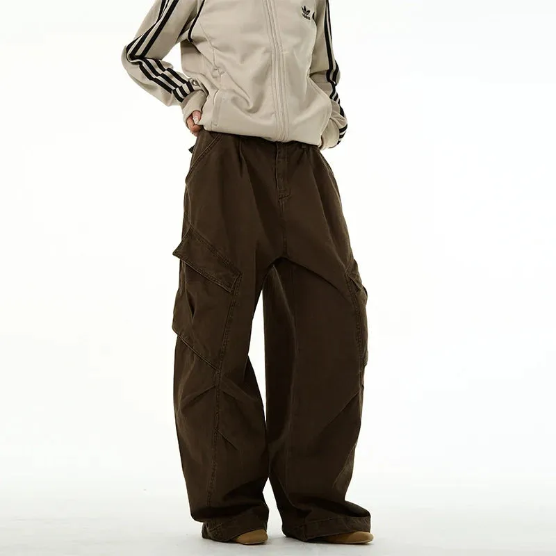 Classic Wide-Leg Straight Workwear Pants