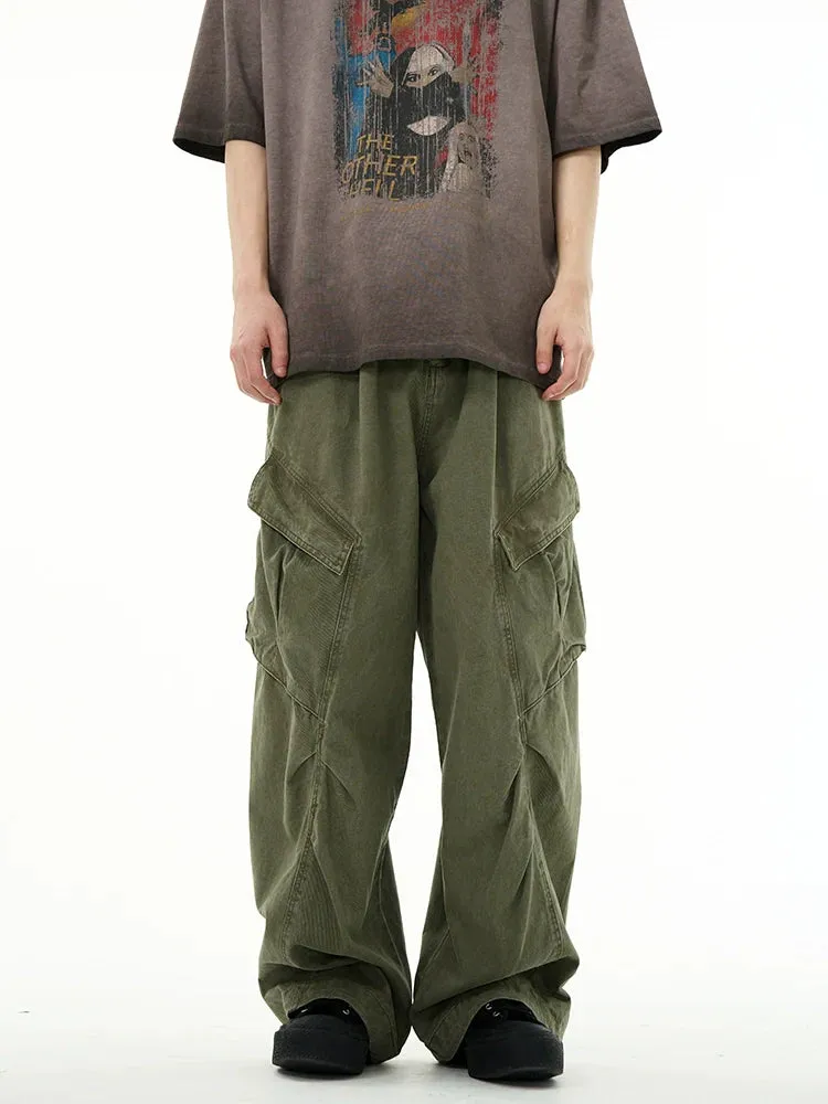 Classic Wide-Leg Straight Workwear Pants