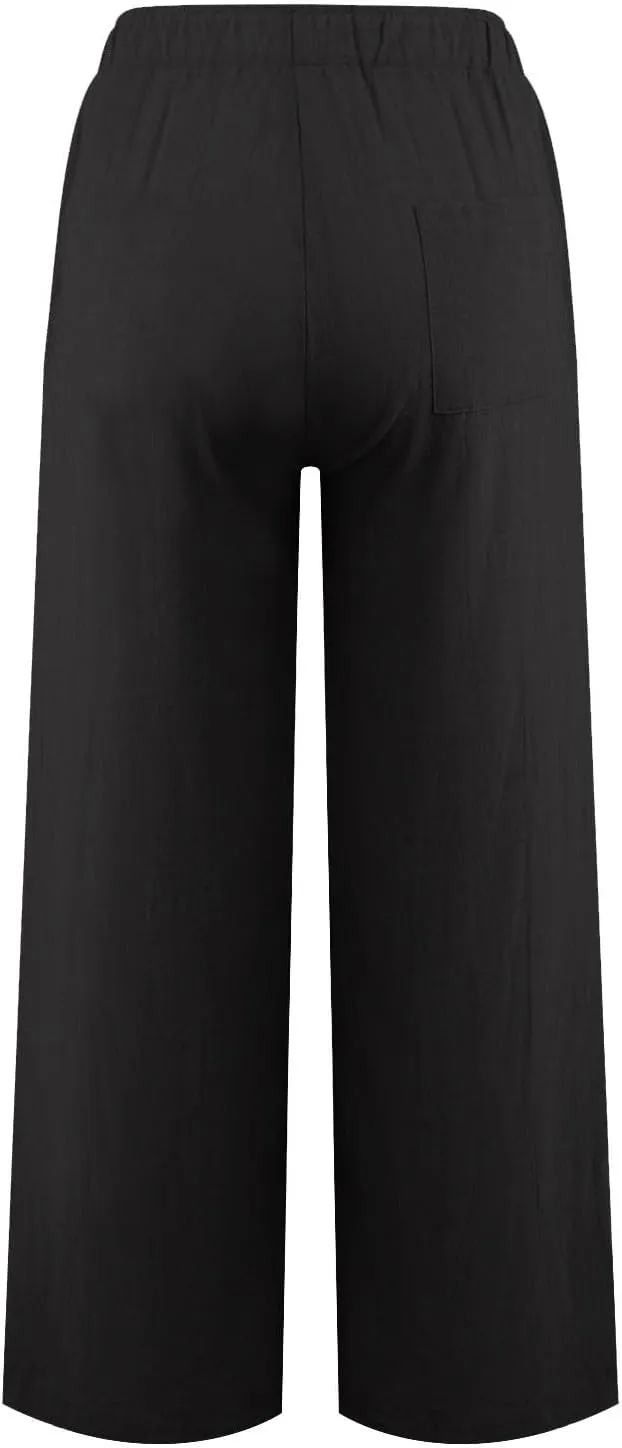 Cotton Linen Palazzo Pants for Women Casual Summer Boho Pants Lightweight High Waisted Wide Leg Pants with Pockets