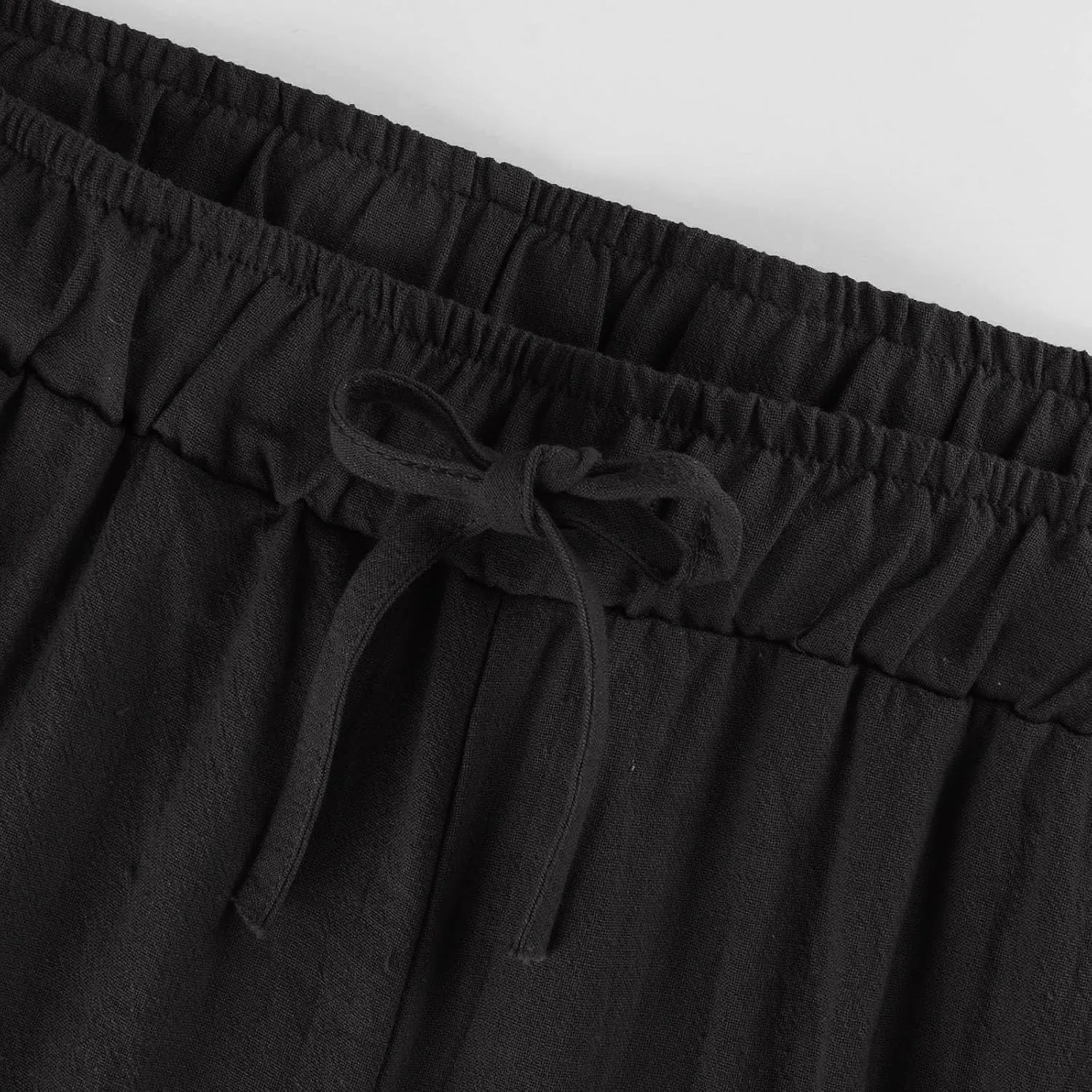 Cotton Linen Palazzo Pants for Women Casual Summer Boho Pants Lightweight High Waisted Wide Leg Pants with Pockets