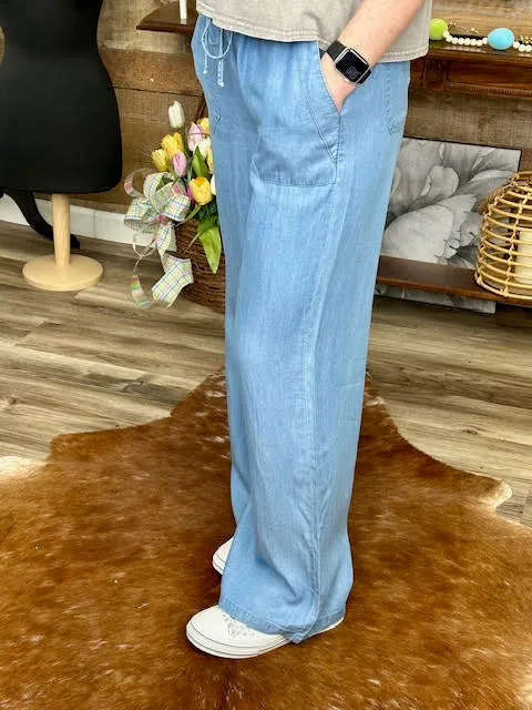Drawstring Wide Leg Pants