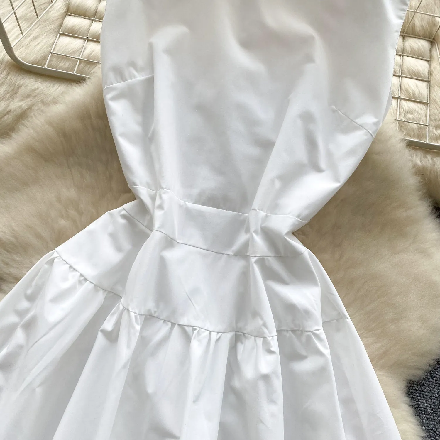 Elegant Beaded Sleeveless White Dress