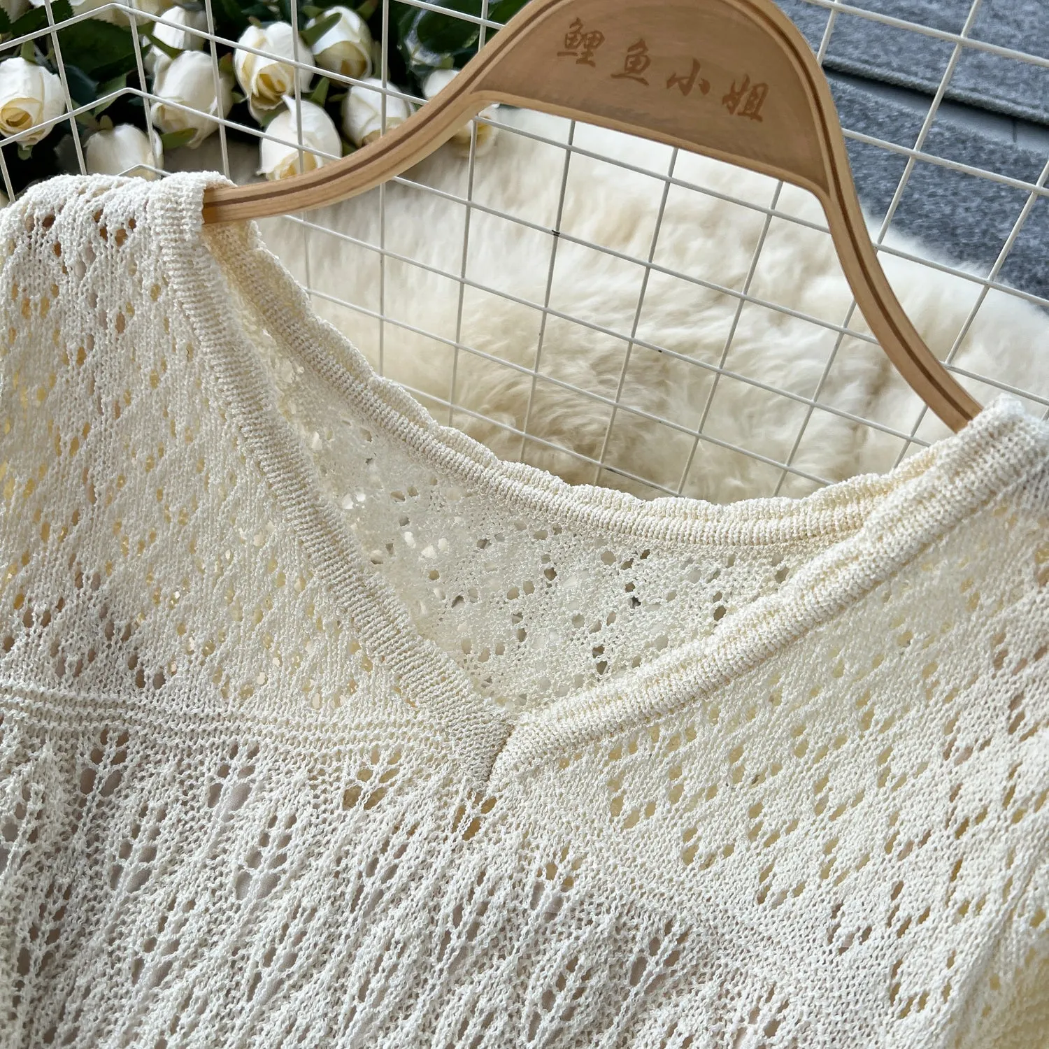 Elegant Hollowed Crochet Knitted Dress