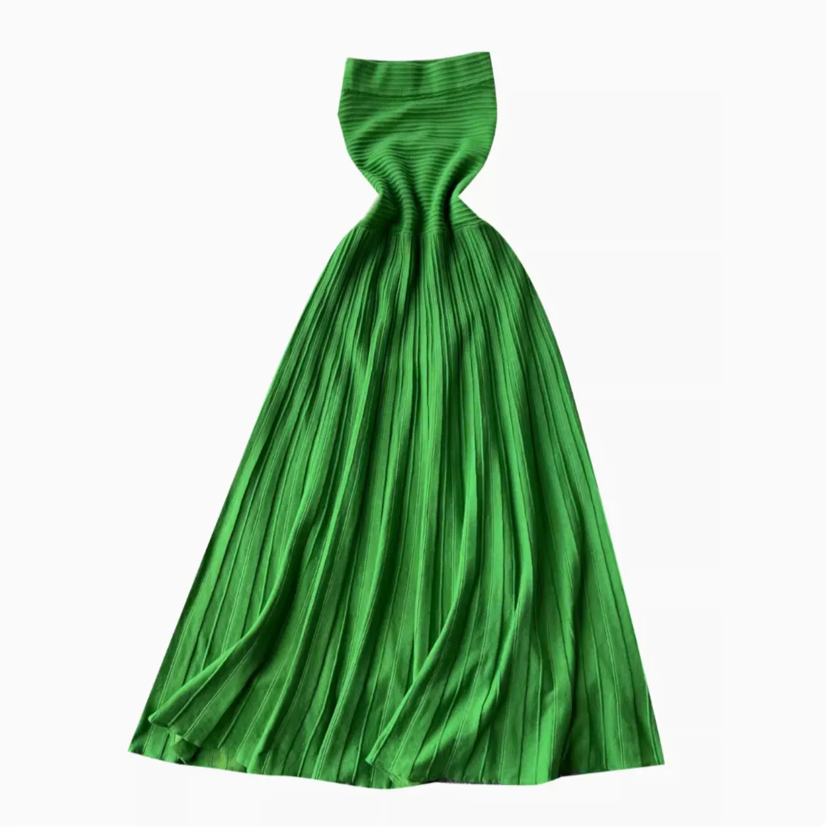 Elegant Off-shoulder Green Knitted Dress