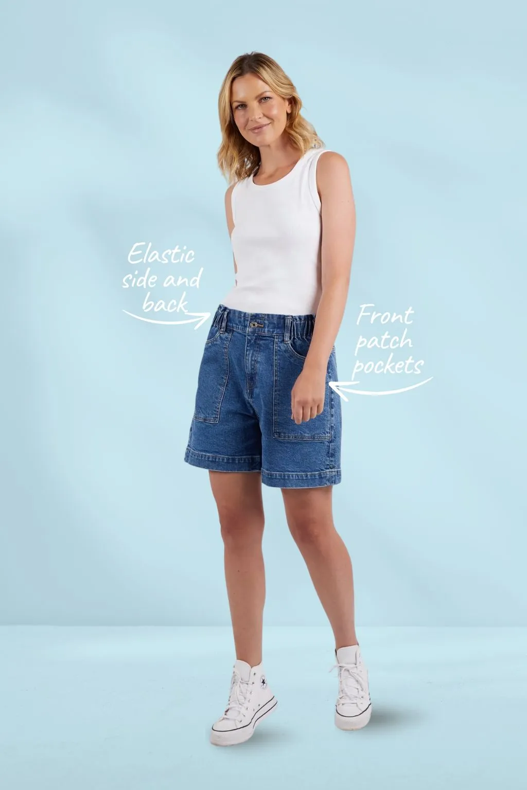 Elm Atlas Denim Shorts Dark Blue Wash