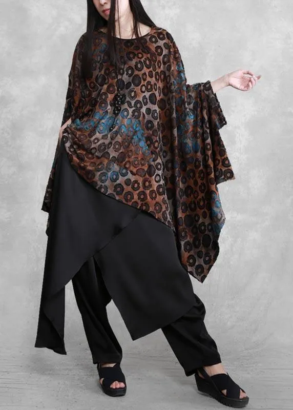 Fashion Suit Bat Sleeve Irregular Top Personality Wide Leg Pants Spring