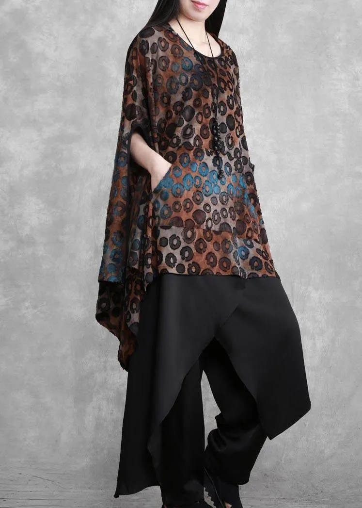 Fashion Suit Bat Sleeve Irregular Top Personality Wide Leg Pants Spring