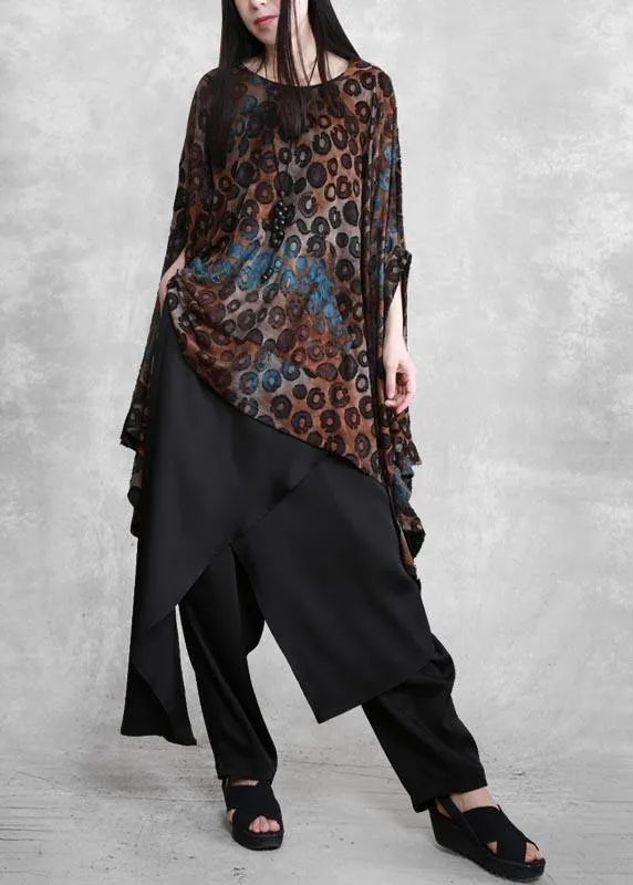 Fashion Suit Bat Sleeve Irregular Top Personality Wide Leg Pants Spring