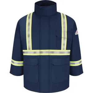 Flame Resistant Parkas with CSA Compliant Reflective Striping, Men's, Large, Navy Blue