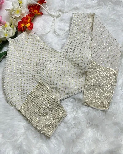 Georgette Silk With Golden Zari Work Stitched Readymade Blouse