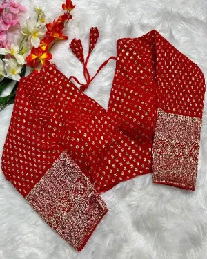 Georgette Silk With Golden Zari Work Stitched Readymade Blouse
