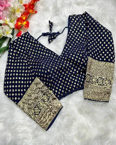 Georgette Silk With Golden Zari Work Stitched Readymade Blouse