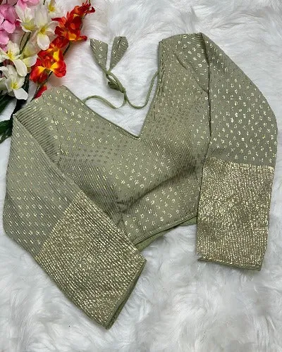 Georgette Silk With Golden Zari Work Stitched Readymade Blouse