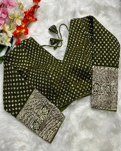 Georgette Silk With Golden Zari Work Stitched Readymade Blouse