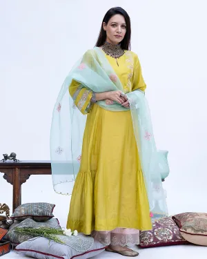 Gulnaaz Pastel Pink Organza Saclloped Palazzo