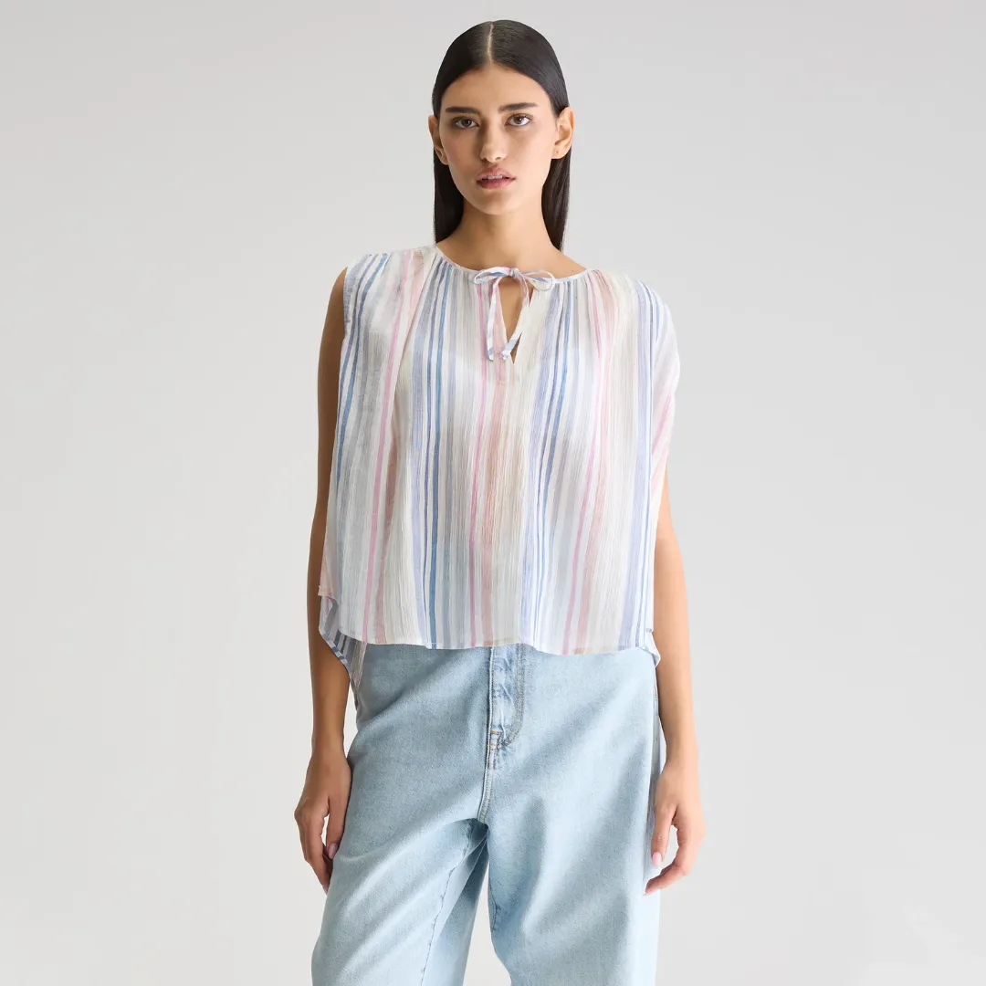 Halison Sleeveless Blouse (Pastel Stripe)