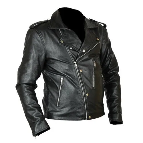 Handmade Men's Biker Style Leather Jacket Worn By David Beckham | David Beckham Handmade Men's Biker Style Leather Jacket