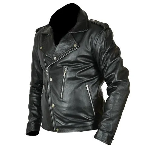 Handmade Men's Biker Style Leather Jacket Worn By David Beckham | David Beckham Handmade Men's Biker Style Leather Jacket