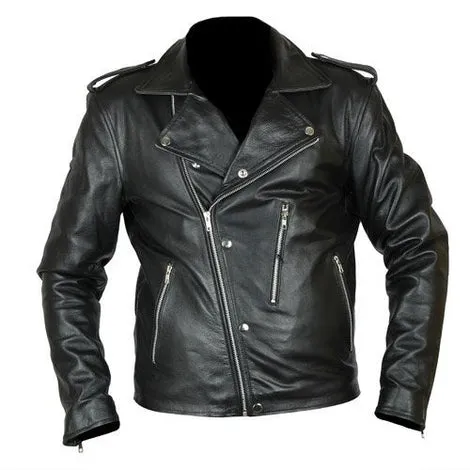 Handmade Men's Biker Style Leather Jacket Worn By David Beckham | David Beckham Handmade Men's Biker Style Leather Jacket