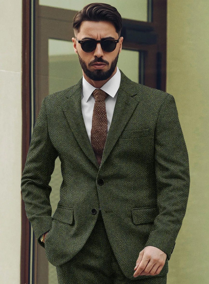 Harris Tweed Forest Green Herringbone Jacket