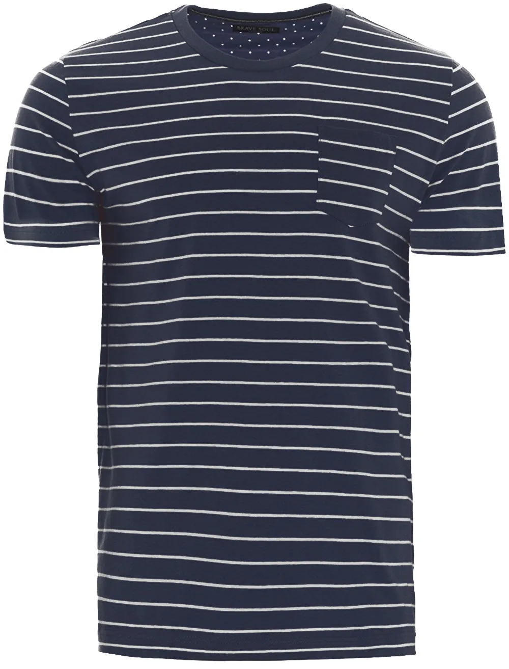 Harry Striped T-Shirt with Chest Pocket in Navy / Ecru