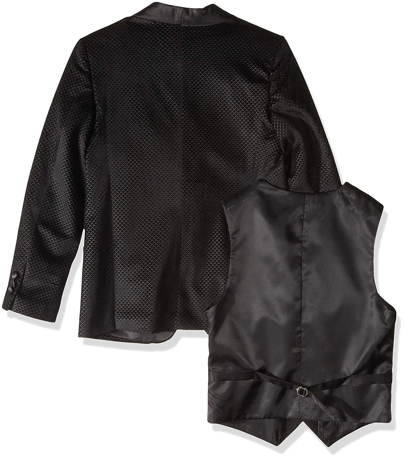 Isaac Mizrahi Boy's 3-Piece (Jacket Vest Trousers) Satin Shawl Collar Formal Tuxedo Suit Set