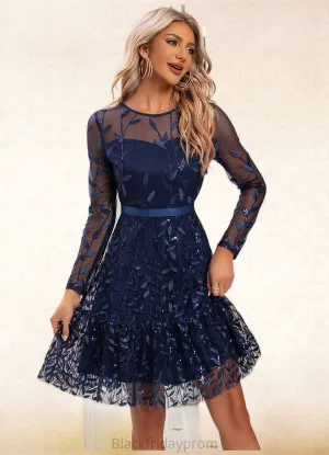 Jamya Embroidered Illusion Elegant A-line Tulle Midi Dresses BF2P0022267