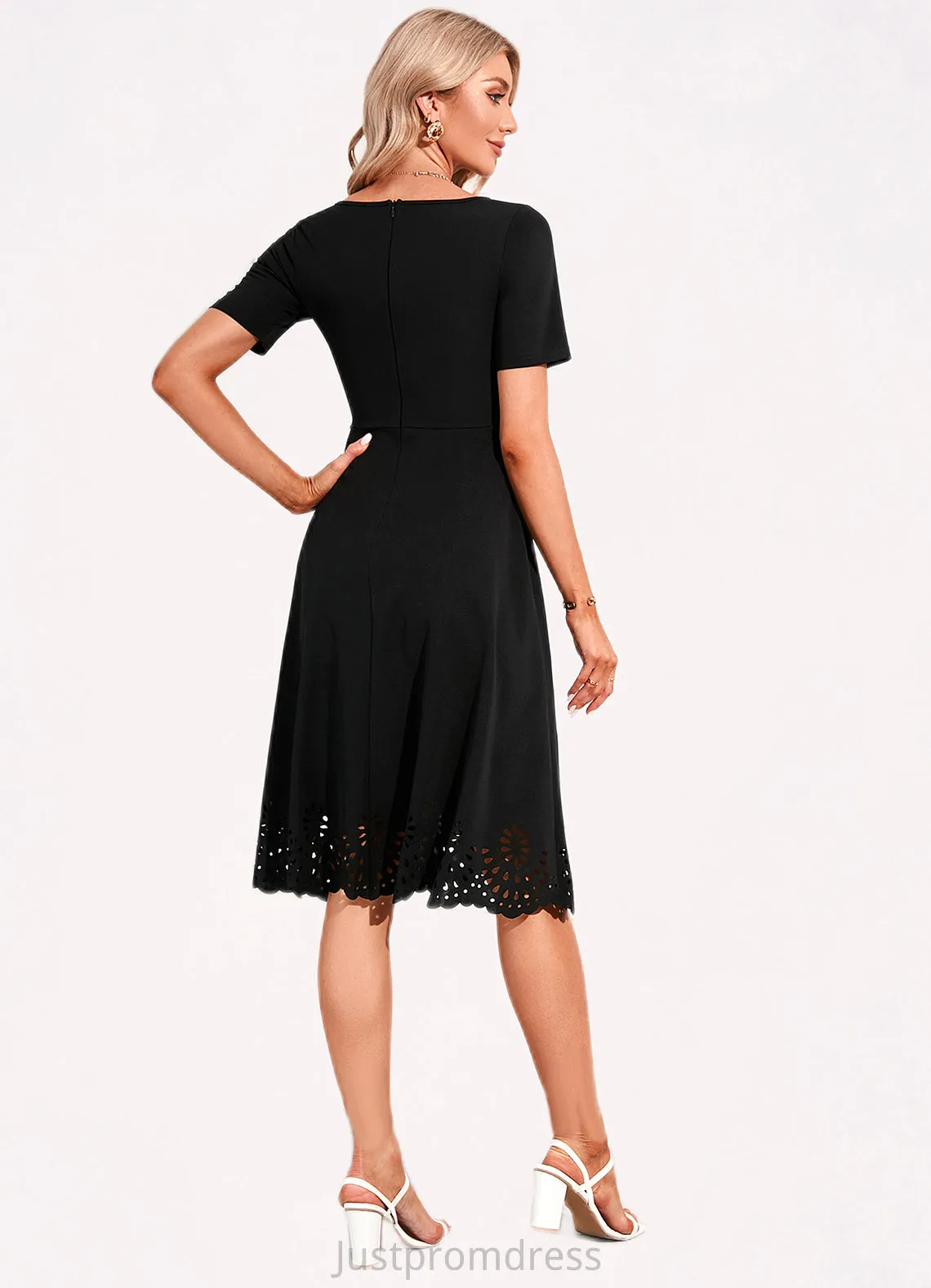Kasey V-Neck Elegant A-line Cotton Blends Midi Dresses HHP0022499
