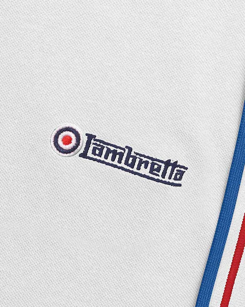 Lambretta White/Red/Blue Retro Target Logo 100% Cotton Polo Shirts