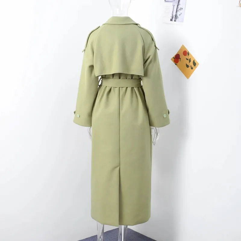 Lange Wolljacke Zweireihiger Mantel