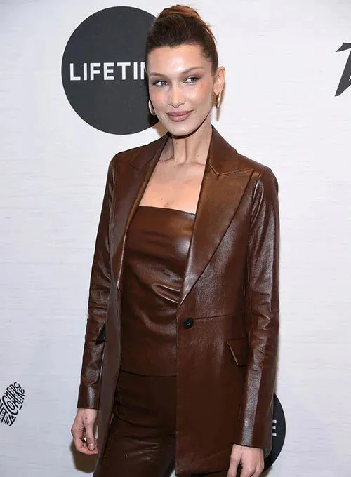 LEATHER BLAZER WORN BY BELLA HADID | BELLA HADID LEATHER BLAZER