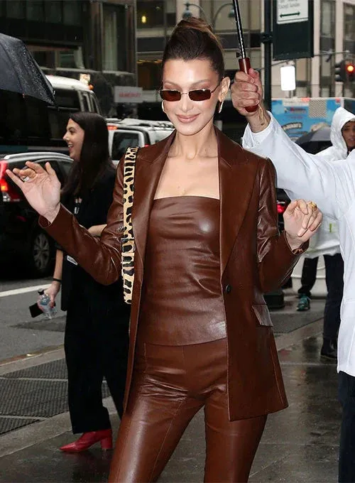 LEATHER BLAZER WORN BY BELLA HADID | BELLA HADID LEATHER BLAZER