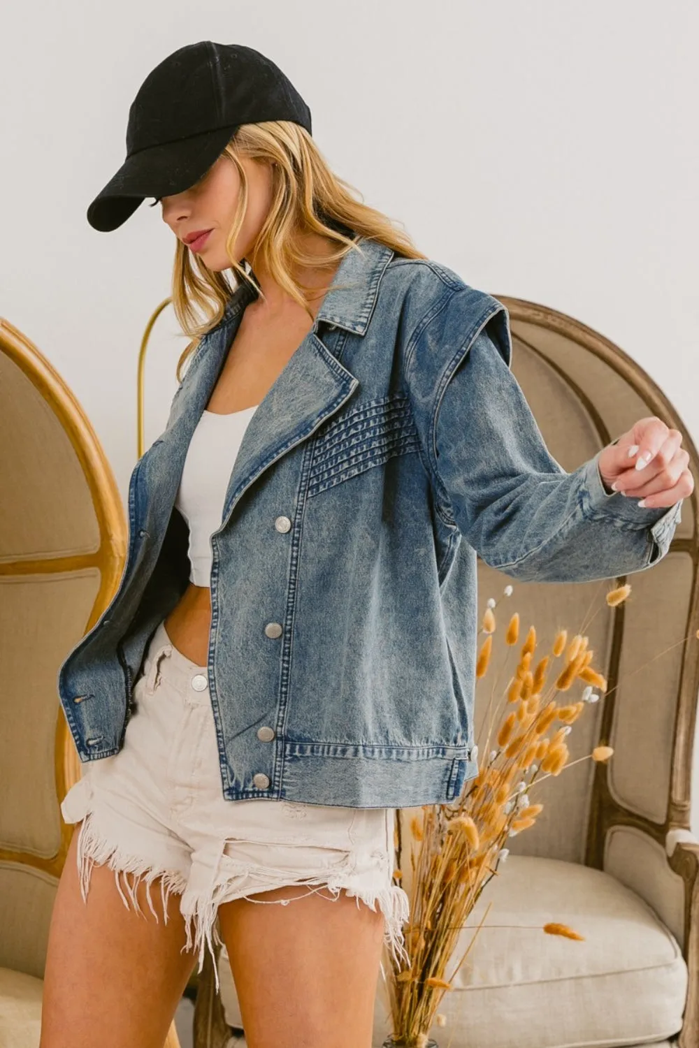 Leda Button Up Long Sleeve Denim Jacket