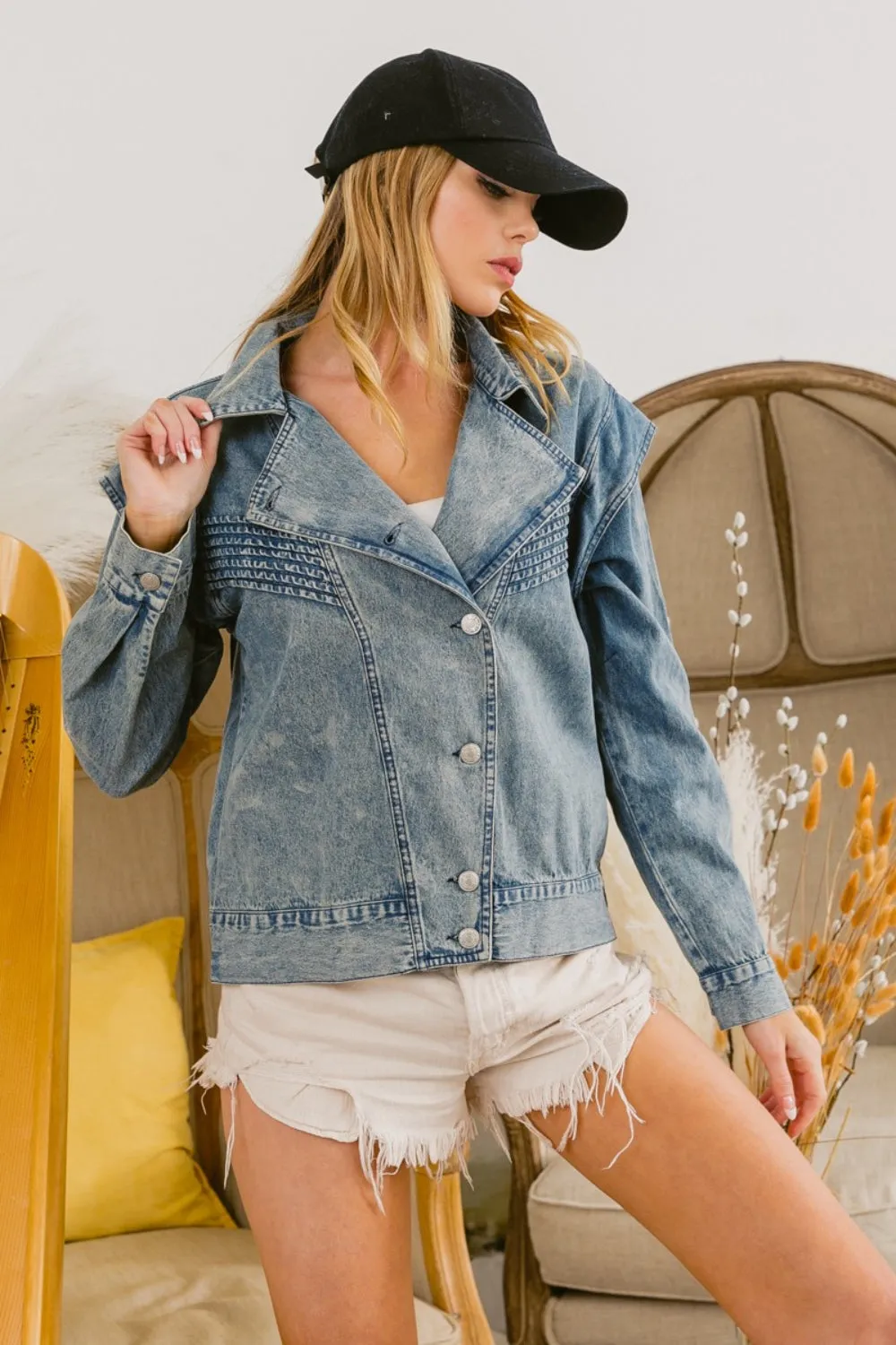 Leda Button Up Long Sleeve Denim Jacket