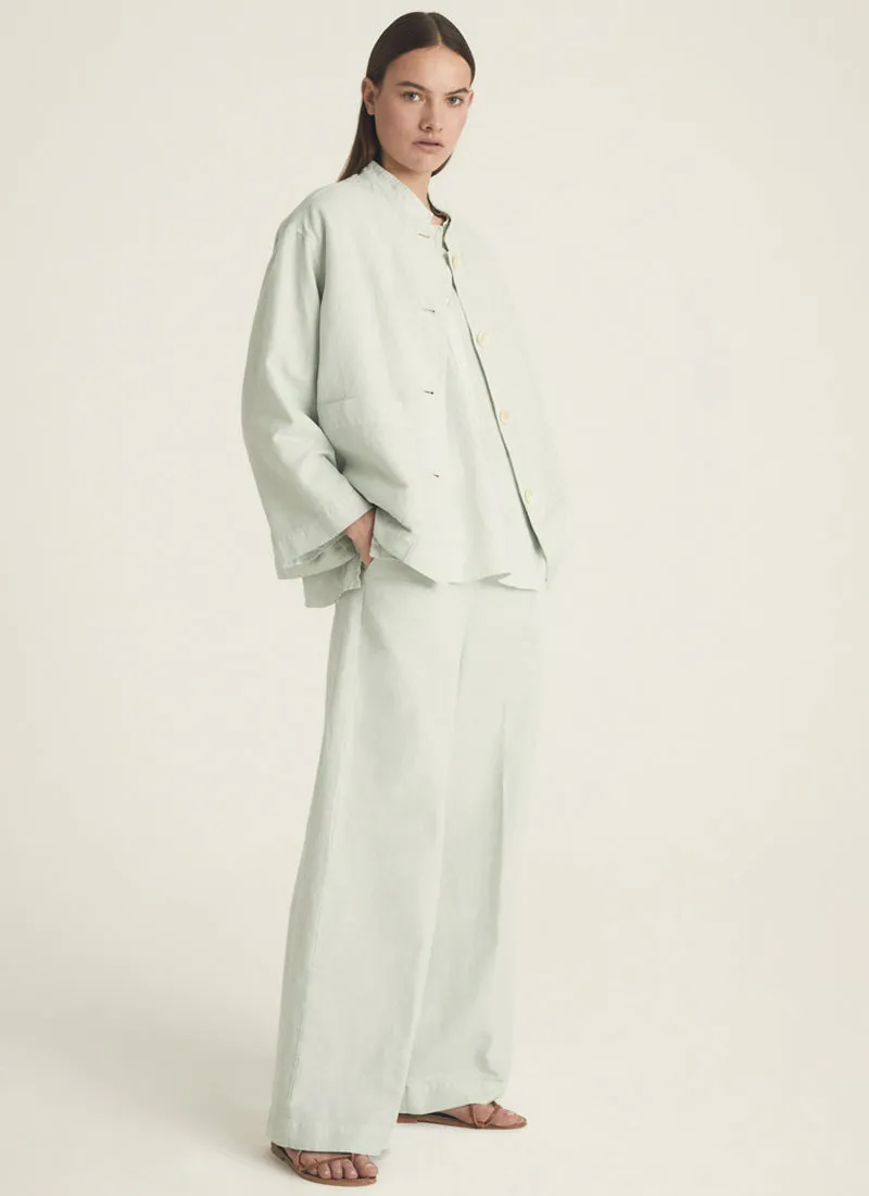 Linen and Cotton-Blend Wide Leg Trouser