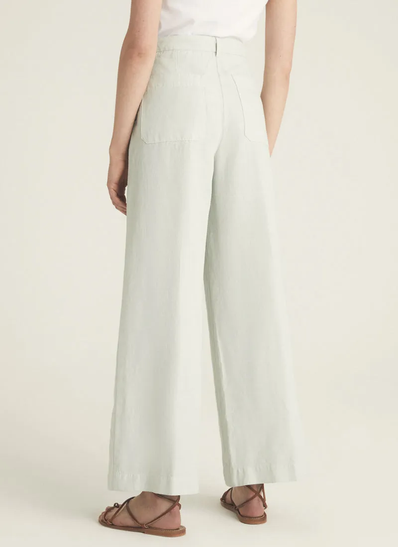 Linen and Cotton-Blend Wide Leg Trouser