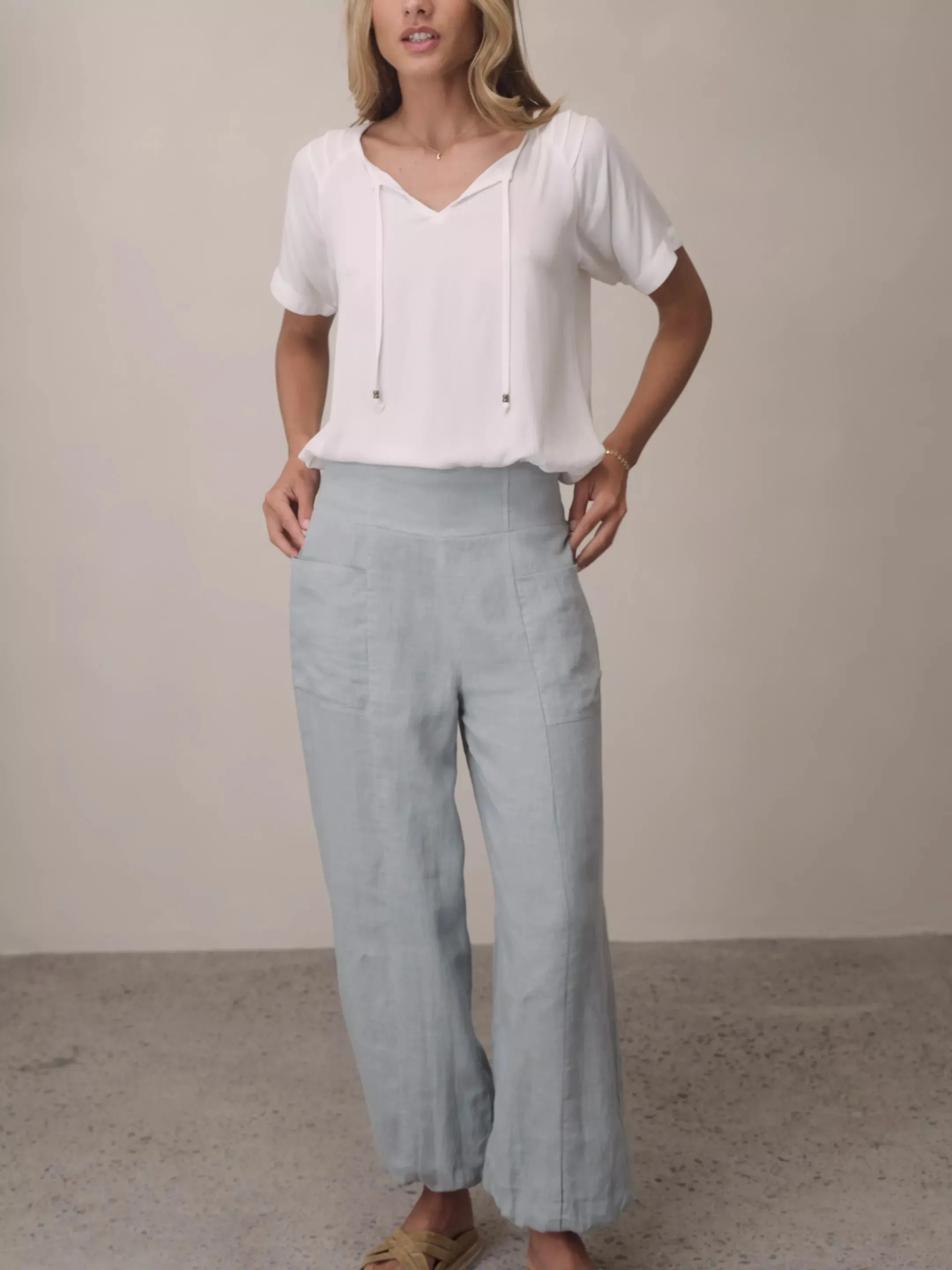 Malibu Linen Pants Slate Blue