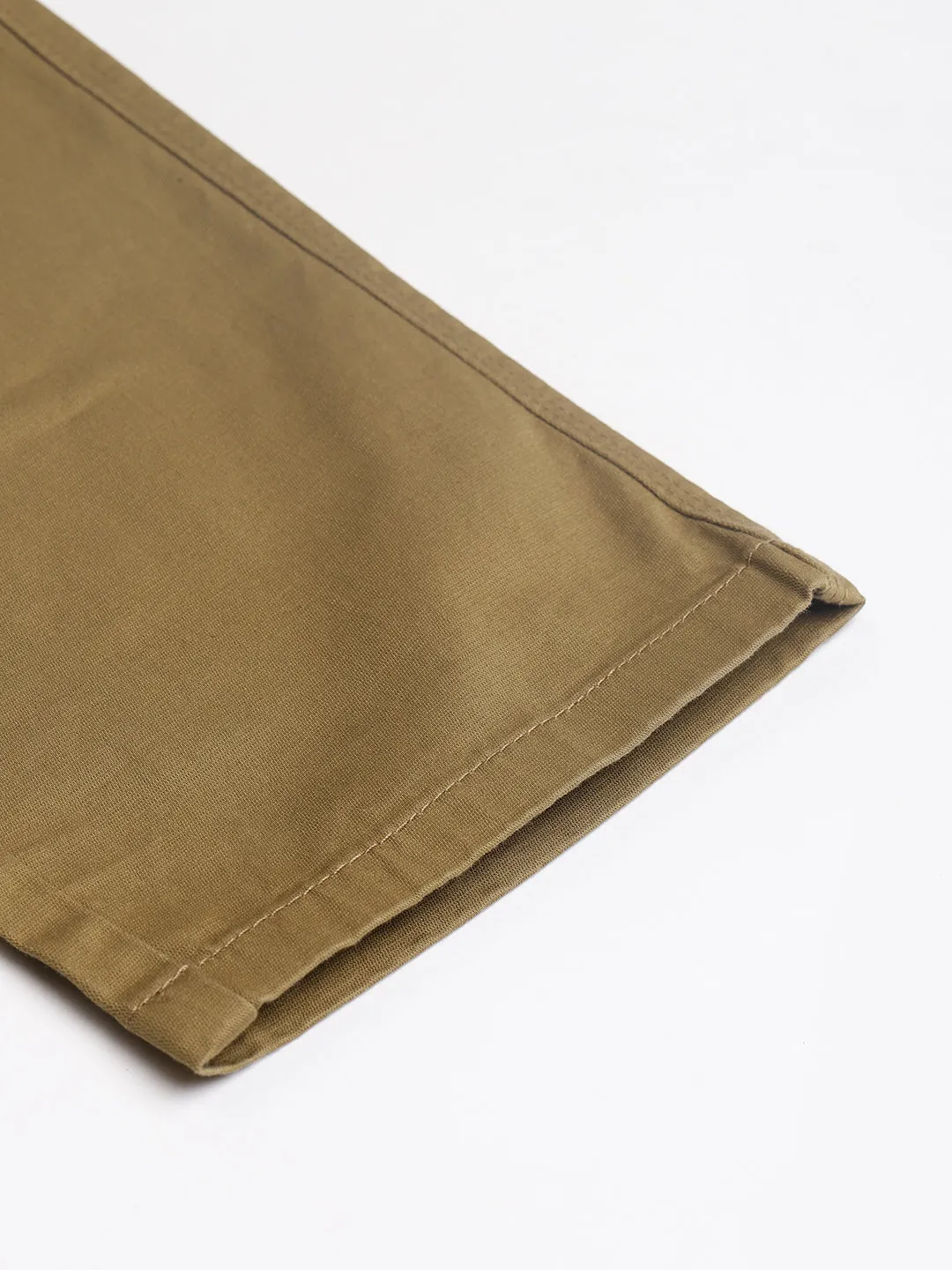 Men Khaki Slim Fit Mid Rise Casual Trouser