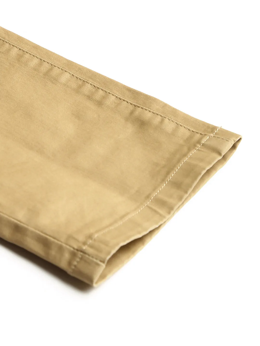 Men Khaki Slim Fit Mid Rise Solid Casual Trouser