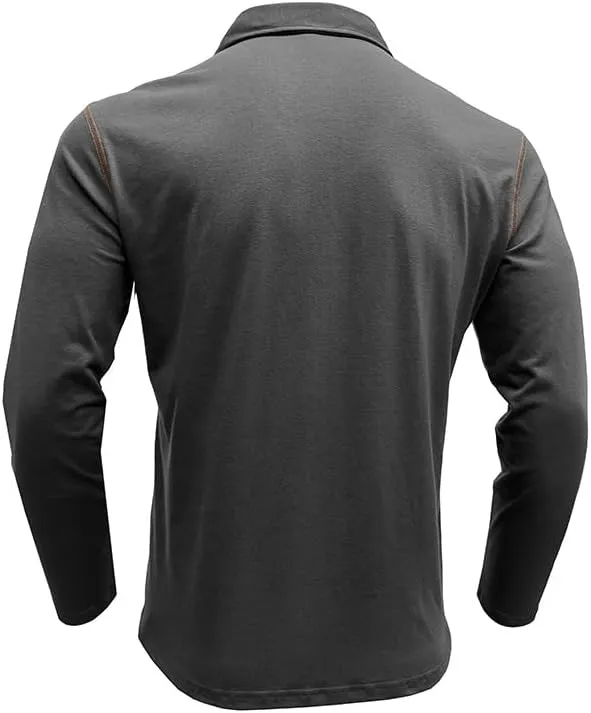 Men's Casual Polo Shirts Classic Long Sleeve Basic Button T-Shirt Lightweight Cotton Golf Tops with Pocket